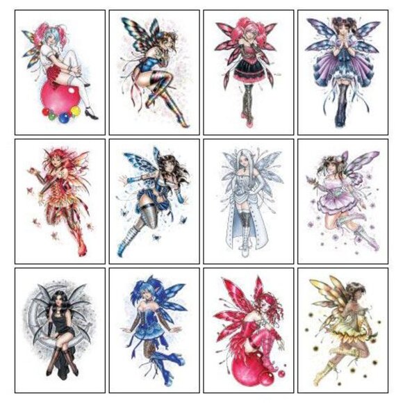 Glitter Fairies Fun Temporary Tattoos - Set of 15 - Picture 1 of 5